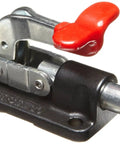 Smallest Machined Cast Base Plunger Clamp With Lock In Both Extended And Retracted Positions, black straight line clamp.