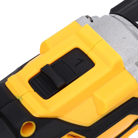 Close-up of Brushless Cordless Drill With 100Nm Torque And 2000Rpm Speed's trigger and switch for precise control during heavy workloads.