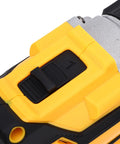 Close-up of the control switch on the Kickass Brushless Cordless Drill Delivering Solid 100 Nm Torque And Crisp 2000 Rpm Adjustment.