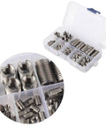 Stainless Steel Self Tapping Thread Inserts Kit 50 Pack High Hardness Reinforced Thread Repair For Automobiles Inner Thread Repair Tool Set For Durable Automotive Fasteners in plastic case
