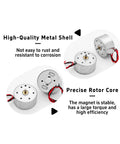4 Pack Mini DC Motors 3.7V 8500RPM High Speed Electric Motor Kit showing metal shell and rotor core for DIY projects and science experiments