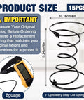 15 Piece 6 Inch Upholstery Coil Springs Set Knotted Ends showing size and measurements for sofa chair couch repair high elastic steel.