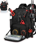 Heavy Duty Fishing Tackle Backpack With Dual Rod Holders, Tough As Nails Water Resistant Gear Bag For Outdoor Angling, 26L Waterproof Tackle Backpack, Durable 600D Oxford, Keeps Rods And Gear Organized, Black