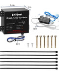 Built Tough Rock Solid Breakaway Brake Kit For RV And Travel Trailer Towing includes wiring, screws, and a controller.