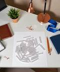 50 White Cylinder Eraser Refills 5x25mm For Mechanical Pencils Top Notch Premium Rubber Erasers on desk with supplies