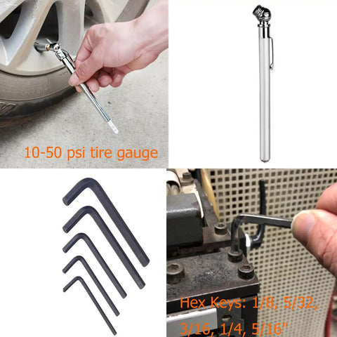 Harley Davidson Motorcycle Repair Tool Kit with tire gauge and hex keys for on the road maintenance and basic repairs