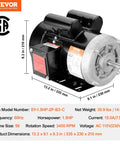 Workhorse 1.5 Horsepower Electric Motor 3450 RPM Single Phase 115 To 230 Volt 56 Frame Five Eighth Inch Keyed Shaft Reversible CW CCW