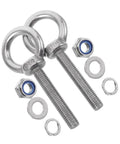 Heavy Duty M10x60 Stainless Steel Eye Bolts With Nuts And Washers anti-loosening kit shown with washers and lock nuts