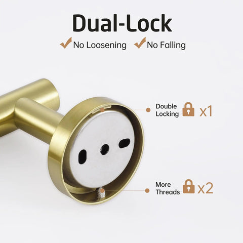 Back view of Stainless Steel Toilet Paper Holder Set 2 Pack Anti Rust Wall Mount Bathroom Accessory Brushed Gold Finish SUS304 Durable