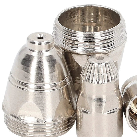 Premium Copper Plasma Cutting Torch Consumable Kit includes 50 pieces of metal nozzles in detailed design for welding.