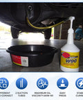 Gearhead Heavy Duty Transmission Fluid Pump for quart bottles transferring oil under vehicle with black pan and W90 bottle