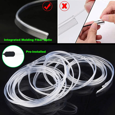 Car Interior LED Light Strips With App Control And RF Remote 2 In 1 Ambient Lighting Using 157 Inch Fiber Optic EL Wire Waterproof