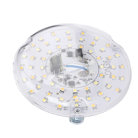 ANGGREK 4 Inch Ceiling Fan LED Light, 15W 3CCT Dimmable, 3000K 4000K circular LED light bulb with intricate circuitry.