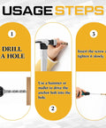 Heavy Duty Wall Anchors Kit With Screws, 200 Pack, 6 X 32 Mm, For Hinge Hole Repair In Concrete, Hollow, And Wood Walls, A drill and insert steps guide
