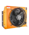 Heavy Duty Hydraulic Oil Cooler Plate Heat Exchanger Air Cooled Radiator with orange casing and fan for Industrial Hydraulics