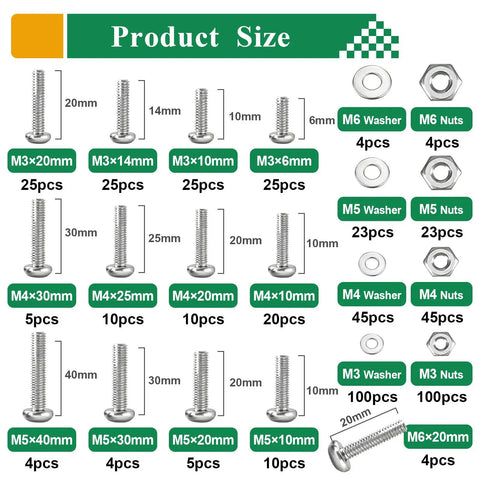 Image of 516 Pcs Socket Head Screws Kit With 21 Sizes M3 M4 M5 M6 Nuts Bolts Washers For Machinery Furniture Automotive And Motorcycle Repairs