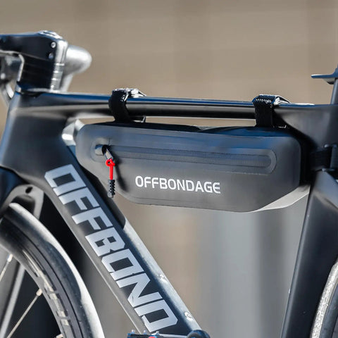 Slim Under Top Tube Bike Frame Bag For Road Riding And Bikepacking, 2L Waterproof Storage That Fits A Water Bottle Cage, black triangular profile