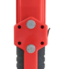 Close-up of magnetic back of red and black Beefy 500 Lumen Rechargeable Work Light With Stepless Dimming And Dimmable Brightness