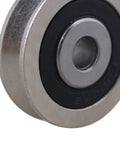 Close-up of 2 Pack Deep V Shaped 6x30x8mm Metal Sealed Bearings for Rail Guides, Pulleys, and Linear Motion Systems