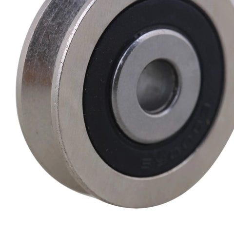 Close-up of 2 Pack Deep V Shaped 6x30x8mm Metal Sealed Bearings for Rail Guides, Pulleys, and Linear Motion Systems