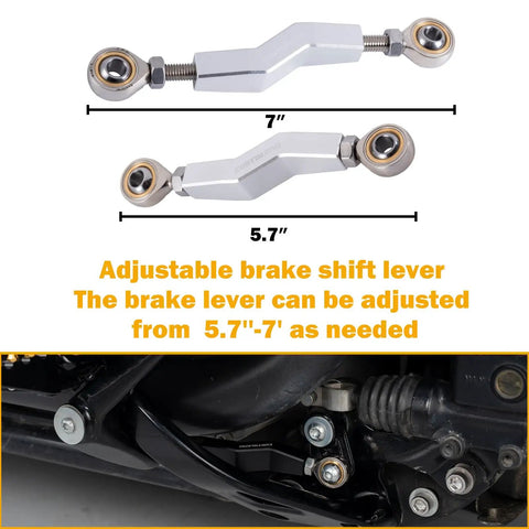 Extended Brake Shift Lever Kit With Linkage For 2018 And Up M8 Harley Softail Low Rider S And Street Bob, adjustable 5.7-7 inch aluminum linkage