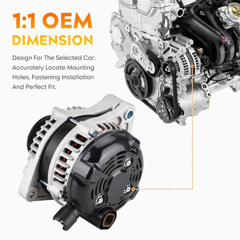 Heavy Duty High Output Alternator Replacement For Honda Odyssey 2008 To 2010 Pilot Ridgeline 2009 To 2011 Acura MDX TL RL TSX 2009 To 2014 ZDX 3 5L And 3 7L V6 Engines Tested For Heat And High Power Demands Direct Fit And Long Lasting Performance