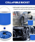 Collapsible blue bucket from 45 Piece Car Detailing Kit Beast With Pro Brush Set for Interior Exterior Wheels and Wash and Shine.