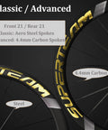 Anniversary Edition 50mm Carbon Wheelset For Road Bikes With Disc Brakes 700c Center Lock And QR showing steel and carbon spokes