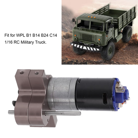 Beefy Metal Gearbox With 370 Motor For 1/16 Scale RC Military Truck, Upgraded High Torque Transmission With Smooth Shifts