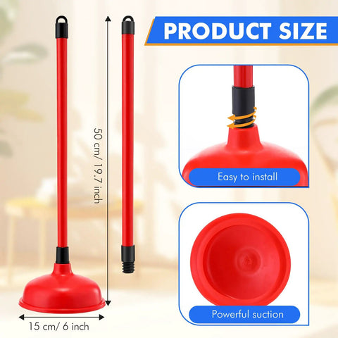 Tough As Nails Toilet Plungers 12 Pack Bulk 19 Inch Long Handle with heavy duty rubber suction cup for stubborn clogs.