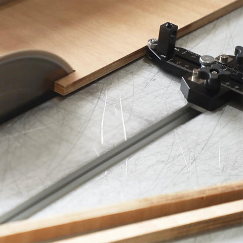 Thin Rip Jig Table Saw Guide For Precise Narrow Cuts With Dial Indicator Gauge Pro Grade For Repeats And Consistent Width 0 To 1 Inch Range 0.001 Inch Precision For Woodworking Projects installed on table saw