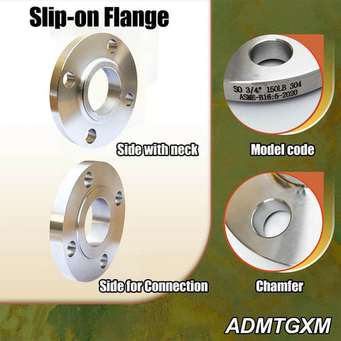 Carbon Steel Slip On Flange Three Quarters Inch With Neck Forged Raised Face Class 150, side with neck and connection view