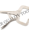 Locking Grip Welding Clamp Set 3 Piece Includes 11 Inch C Clamp, flat metal body with micro adjustment screw