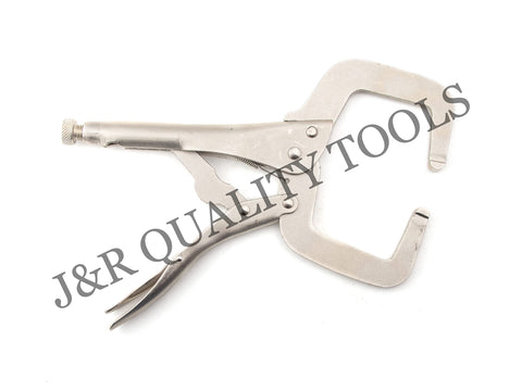 Locking Grip Welding Clamp Set 3 Piece Includes 11 Inch C Clamp, flat metal body with micro adjustment screw