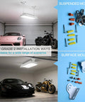 Beast Bright 250W Linear High Bay LED Shop Light Delivers 37500LM With mounting options; garage use setup, tools shown