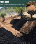 Installation of 2 Inch Geogrid Driveway And Ground Grid Stabilizer with base filled with soil, suitable for diverse terrains