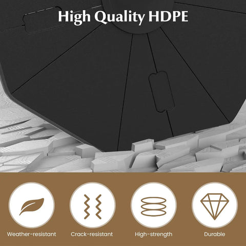 Close-up of Heavy Duty Cantilever Umbrella Base Set with 4-Piece Hexagonal Plates made of high-quality HDPE material