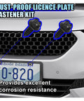 Close-up of Heavy Duty Stainless Steel License Plate Screw Kit With Self Tapping Bolts And Nylon Inserts For Securing Car Plate Frames Or Covers
