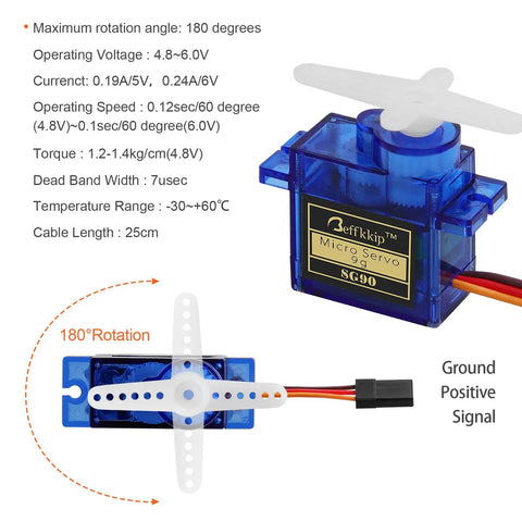 Select This Badass 10 Pack Of Sg90 9g Micro Servo Motors For Rc Robots Helicopters And Cars Plus Diy Arduino Raspberry Pi Builds That Roll Smooth And Perform Flawlessly Every Time showing 180 degree rotation micro servo motor
