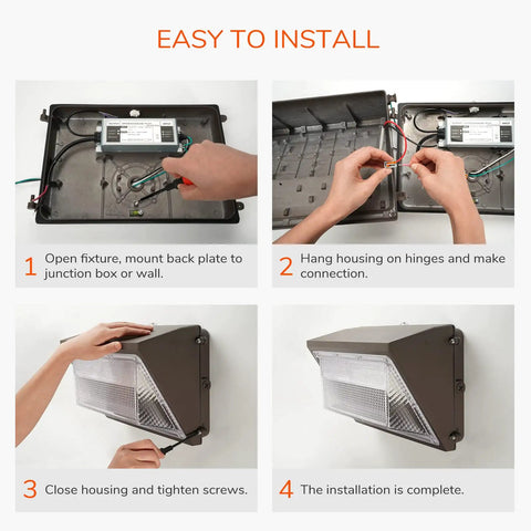 Installation guide for LED Wall Pack Light 120W 14000LM ETL Certified Waterproof Outdoor Security Flood Light with Photocell Dusk To Dawn Sensor