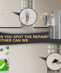16 Pack No Sweat Drywall Repair Clips For Wall Patch Fixes Rust Resistant Stainless Steel displayed on wall with patch repair.