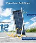 Beefy 100W Bifacial Solar Panel N Type 12V 18BB 25 Percent High Efficiency A Plus Monocrystalline Cell IP68 Waterproof with dual sun exposure