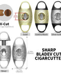 V Cut Cigar Cutter With Zinc Alloy Blade And Stainless Steel Guillotine For A Clean Smooth 21mm Cut Every Time in various colors
