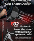 Grip shape and spanner design of the Beefy Aluminum Build Bike Maintenance Stand With Brake Holder And Ergonomic Grip Stand For Chain Cleaning Lubrication And Service Lightweight Motorcycle Stand KDRST1.