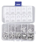 200 Piece E Clip Assortment Kit Stainless Steel External Retaining Rings For Bearings Gears Pulleys And Shafts High Tension Strength