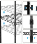 Heavy Duty 4 Tier Metal Wire Shelf On Wheels 1000 Lb Capacity Adjustable Height Storage Rack for Garage Kitchen Laundry Black Sturdy Carbon Steel Shelving Unit with Caster Wheels close-up view