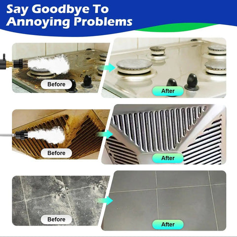 Before and after cleaning surfaces with 2500W Beast Of A Pressurized Steam Cleaner With 230F Steam for home use