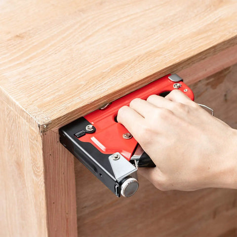 Heavy Duty 4 In 1 Upholstery Staple Gun With Remover And Adjustable Power for woodworking on wooden corner