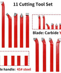 11 Piece Carbide Tip Cutter Bit Set For Metal Lathe Tooling And CNC Lathe Projects, Durable YT5 Carbide Blades With 45 Steel Handles