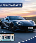 2 Pack Universal Gray License Plate Frame And Cover Set With Screws And Caps For Front And Rear Use on black sports car